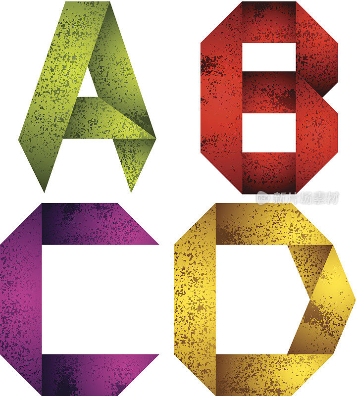 折纸字母A B C D。